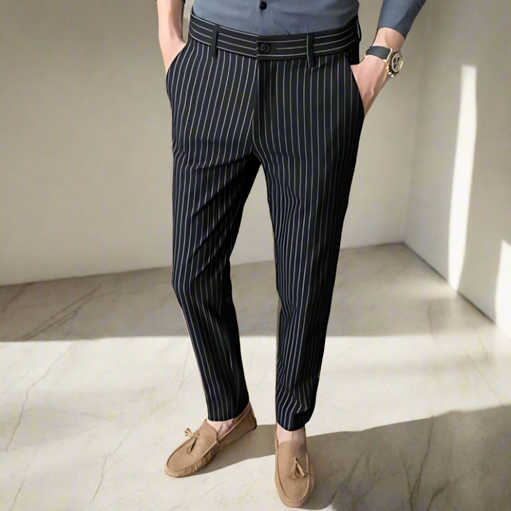 Refined Vertical Stripe Trousers